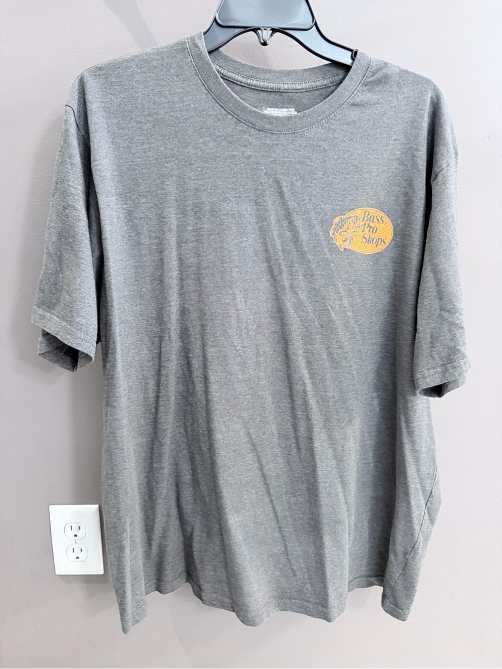 Bass Pro Shops Gray Short Sleeve Tee with Yellow Logo